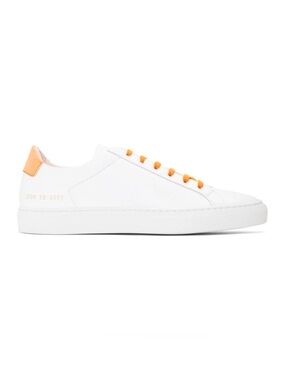 Common Projects White and Orange Original Achilles Retro Low Sneakers